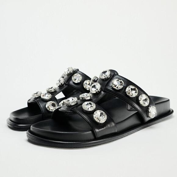 RARE!!! ZARA Bejeweled Embellished Sandals NWT 🖤 - Picture 11 of 16